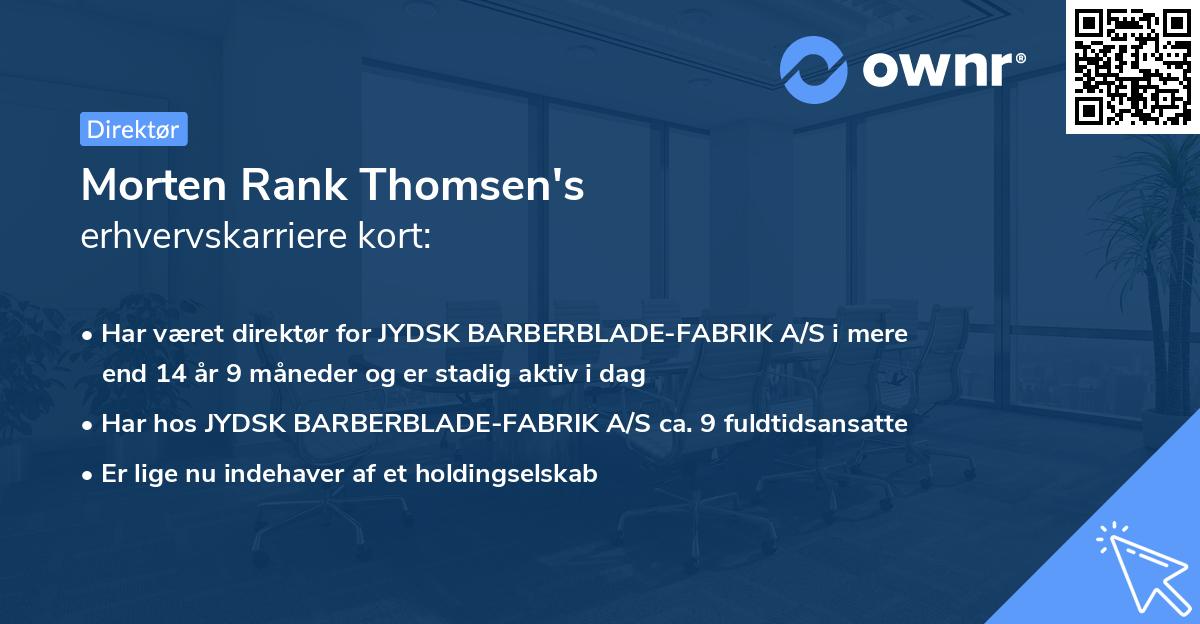 Morten Rank Thomsen's erhvervskarriere kort