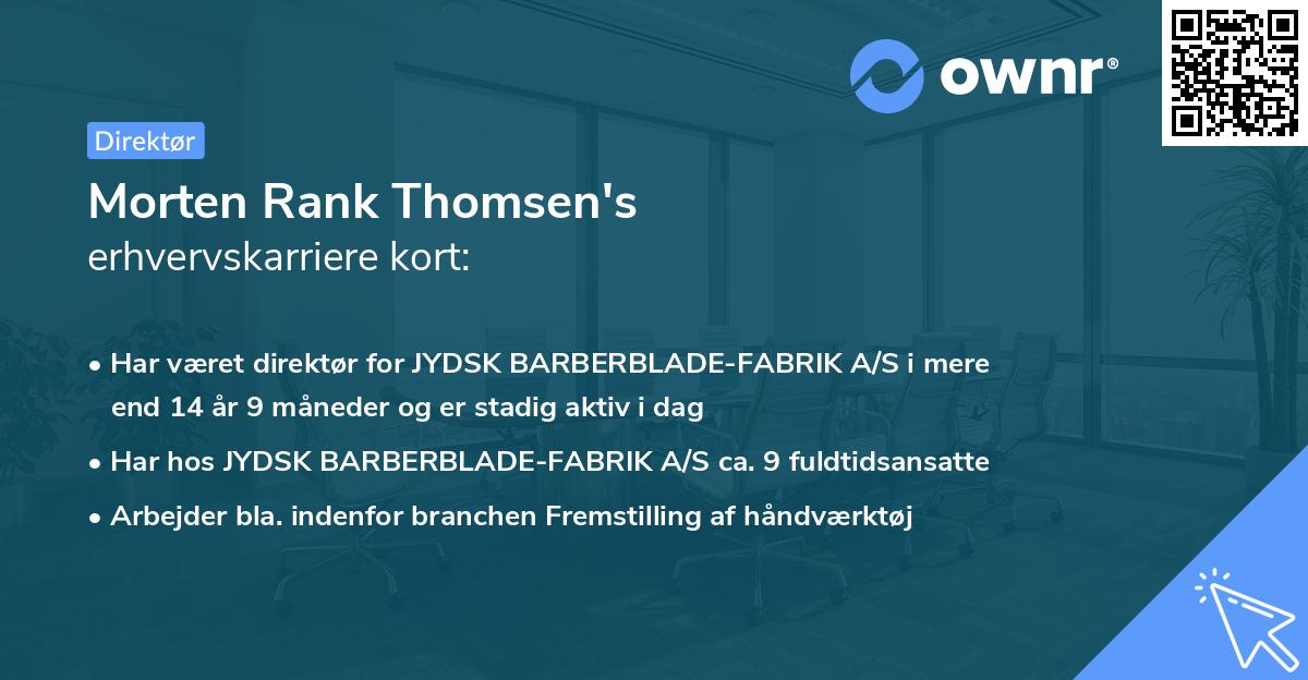 Morten Rank Thomsen's erhvervskarriere kort