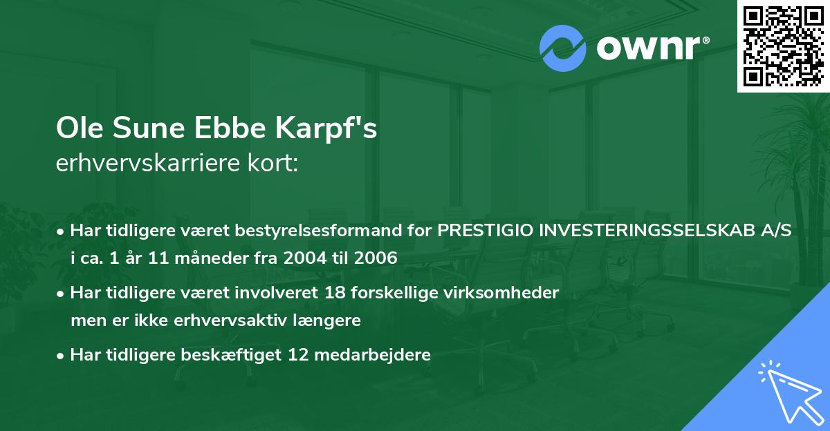 Ole Sune Ebbe Karpf's erhvervskarriere kort