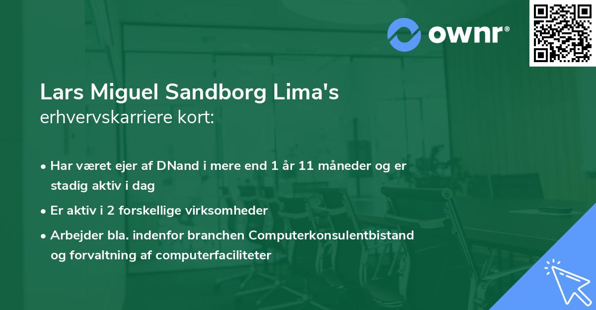 Lars Miguel Sandborg Lima's erhvervskarriere kort