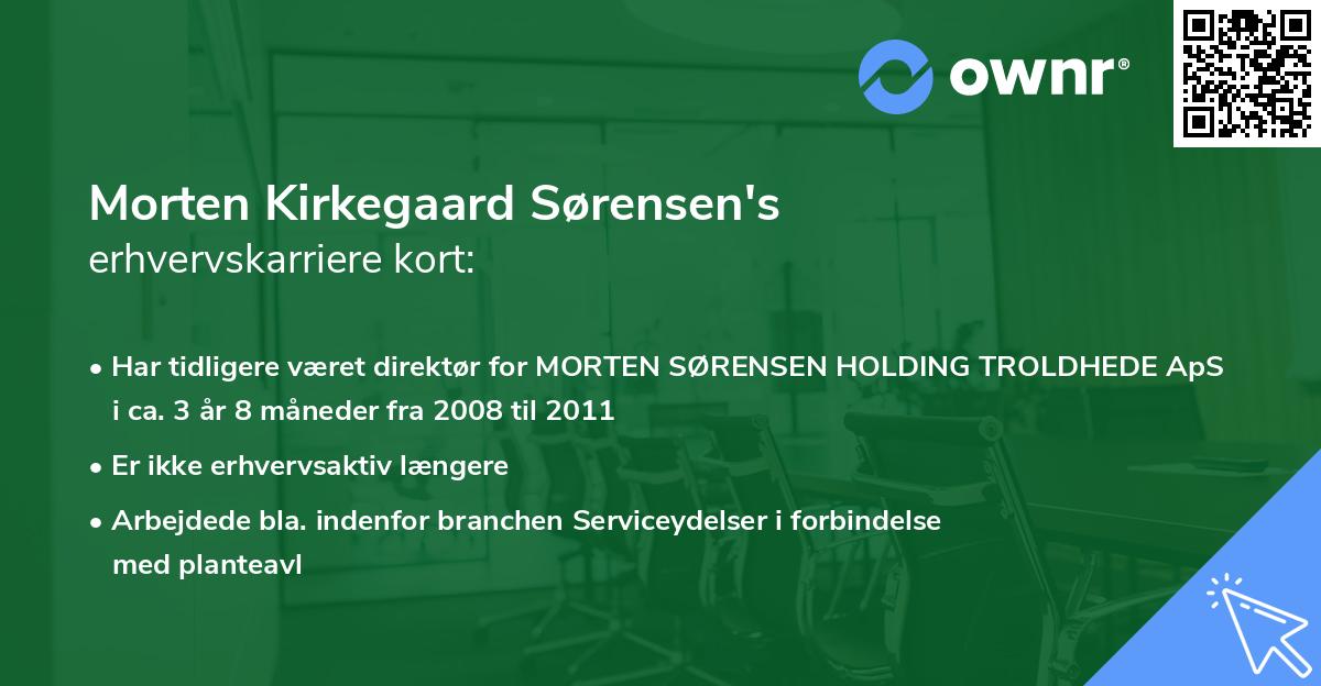 Morten Kirkegaard Sørensen's erhvervskarriere kort