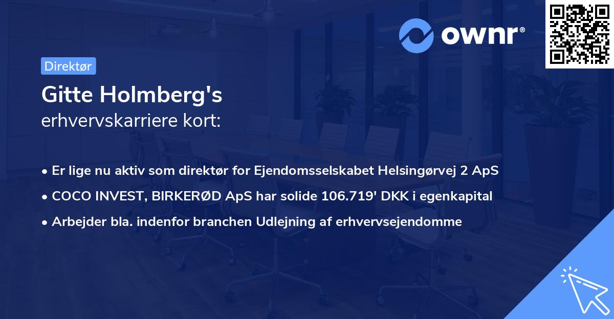 Gitte Holmberg's erhvervskarriere kort