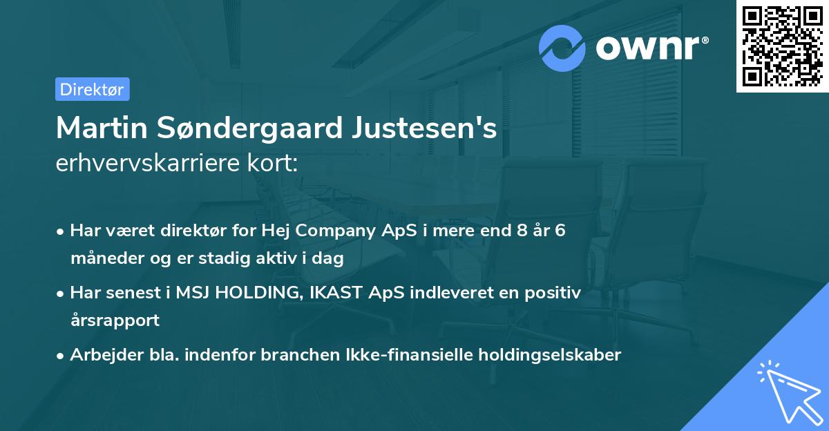 Martin Søndergaard Justesen's erhvervskarriere kort