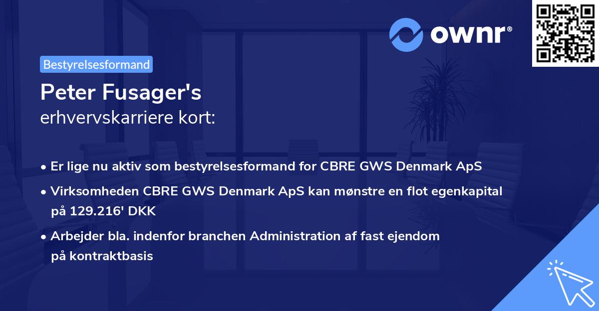 Peter Fusager's erhvervskarriere kort