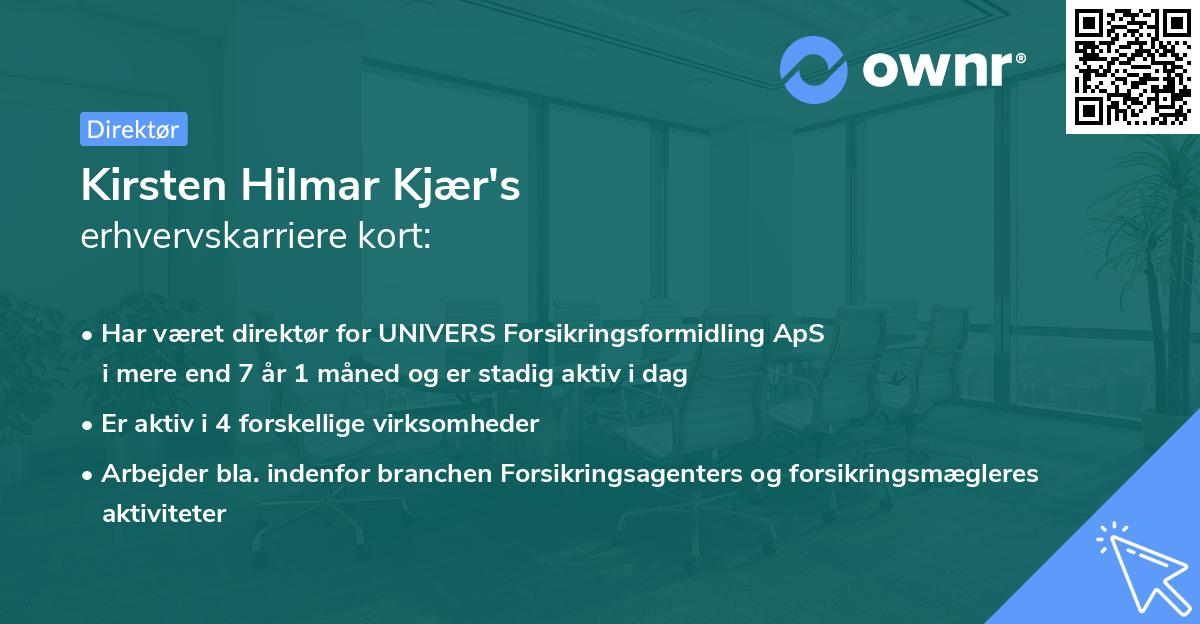 Kirsten Hilmar Kjær's erhvervskarriere kort