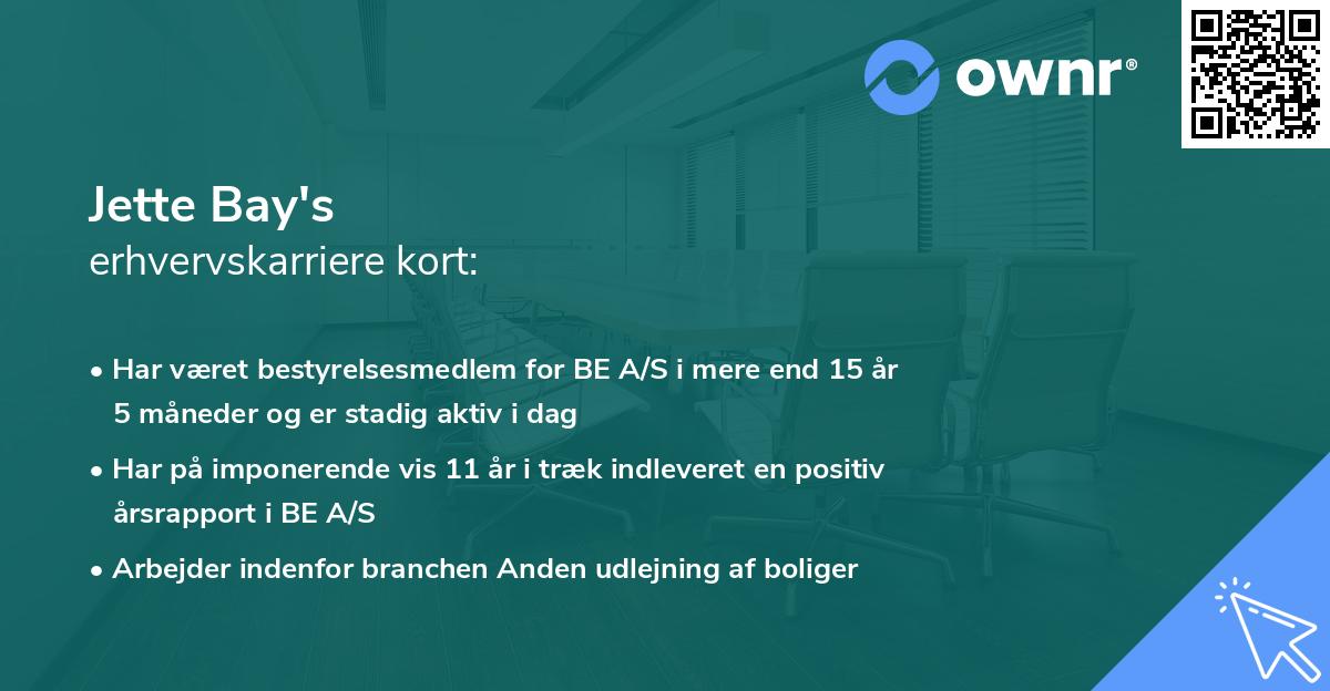 Jette Bay's erhvervskarriere kort