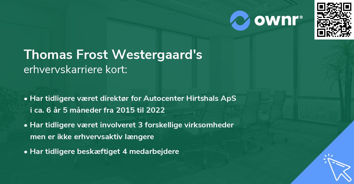 Thomas Frost Westergaard's erhvervskarriere kort