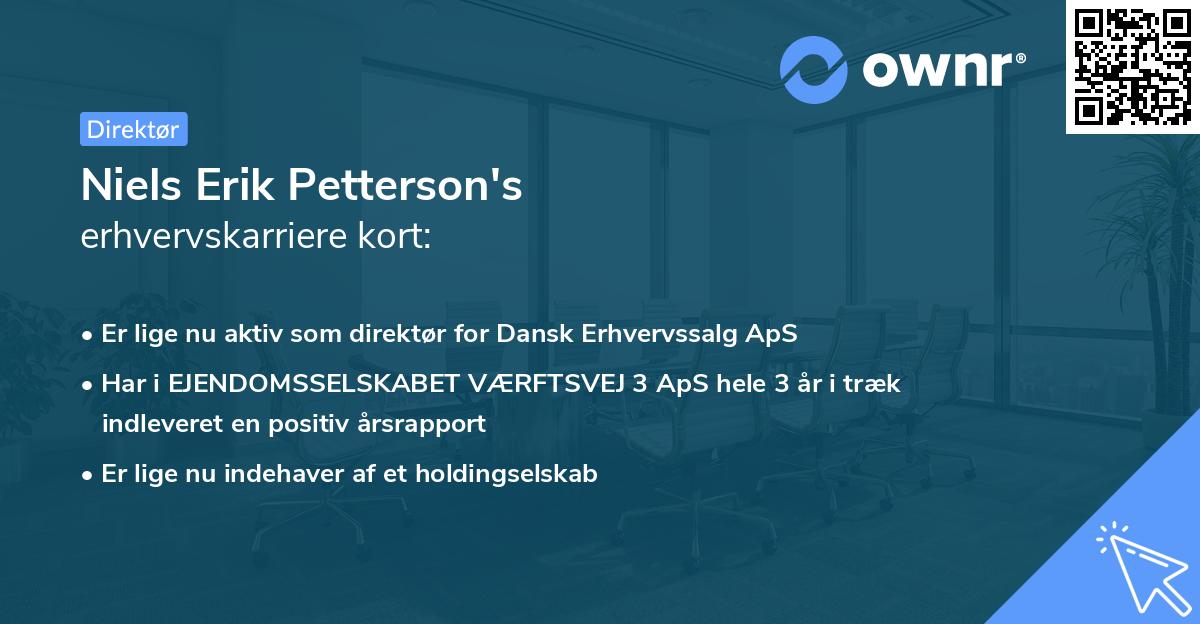 Niels Erik Petterson's erhvervskarriere kort