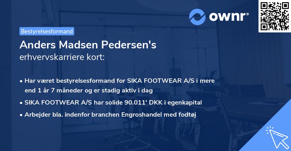 Anders Madsen Pedersen's erhvervskarriere kort