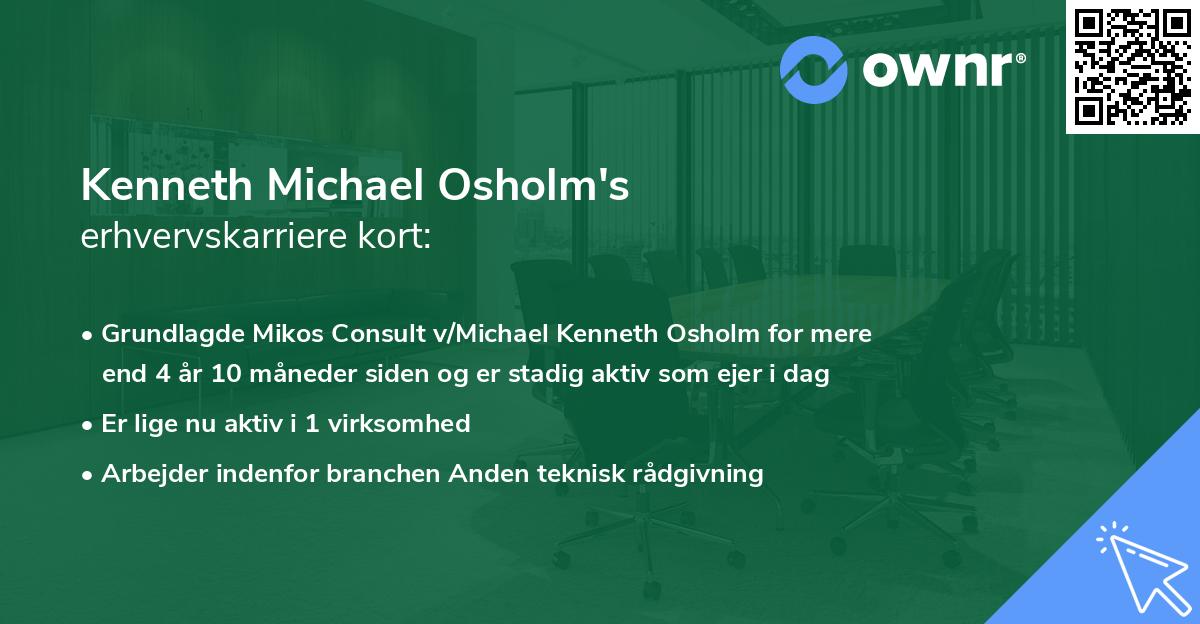 Kenneth Michael Osholm's erhvervskarriere kort