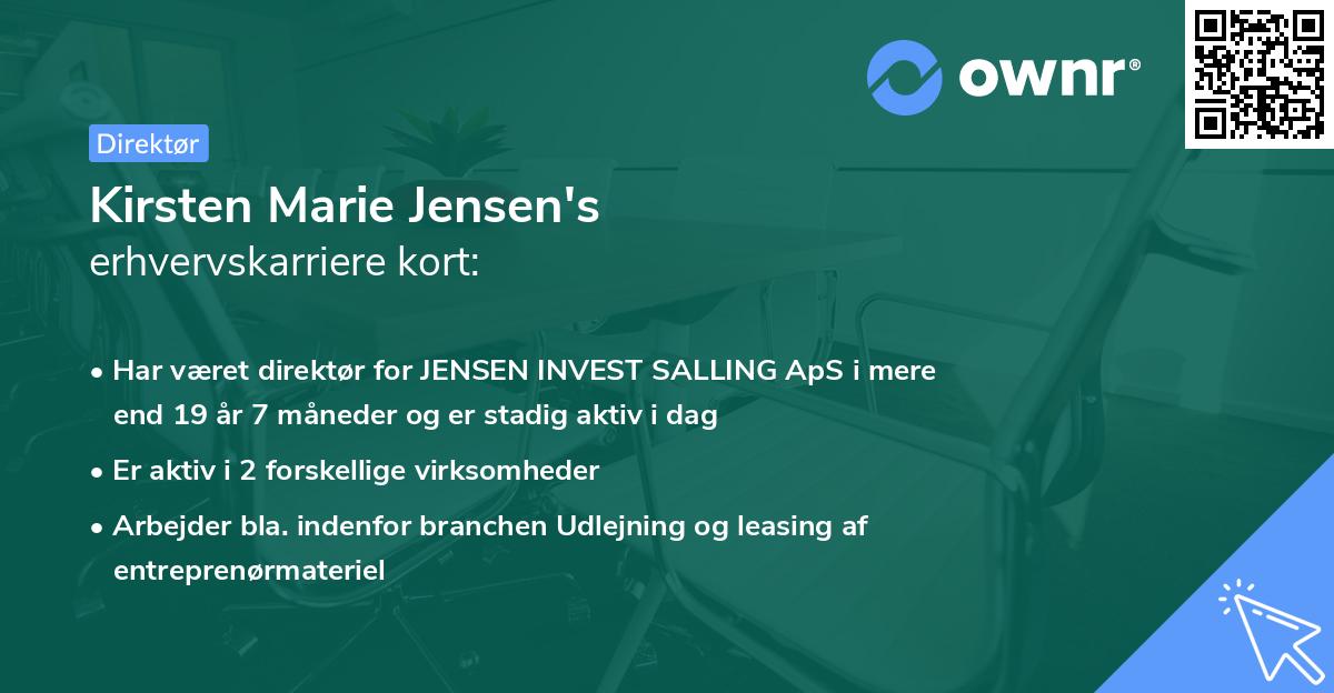Kirsten Marie Jensen's erhvervskarriere kort