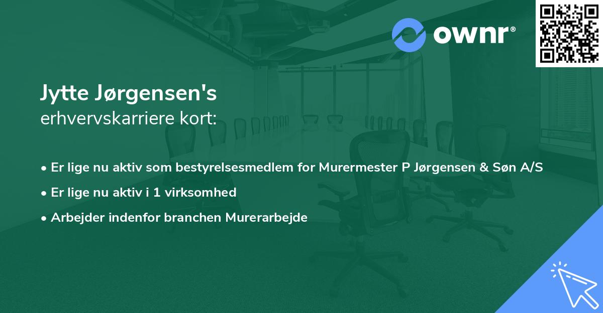 Jytte Jørgensen's erhvervskarriere kort