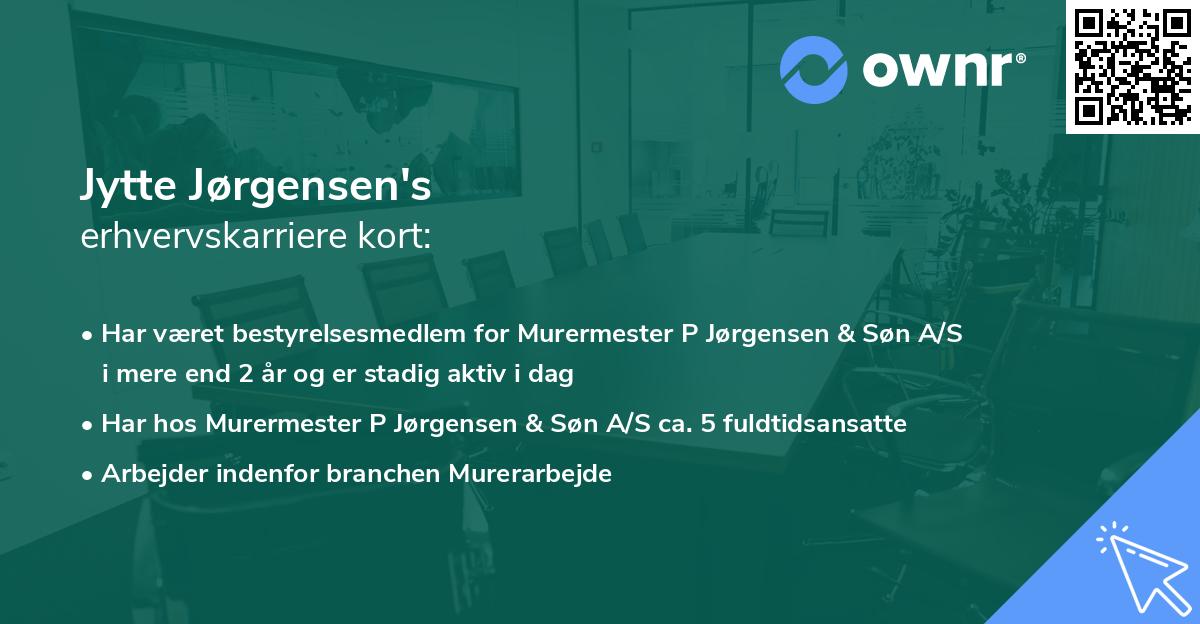 Jytte Jørgensen's erhvervskarriere kort