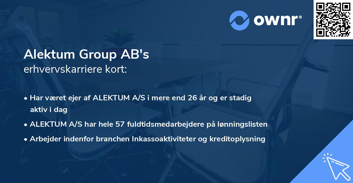 Alektum Group AB's erhvervskarriere kort