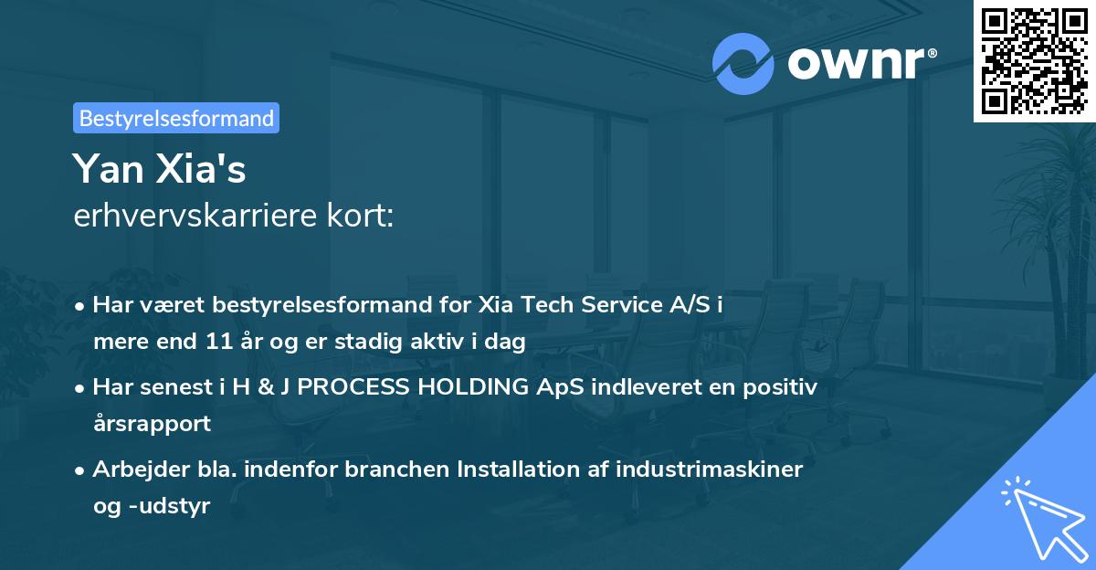 Yan Xia's erhvervskarriere kort