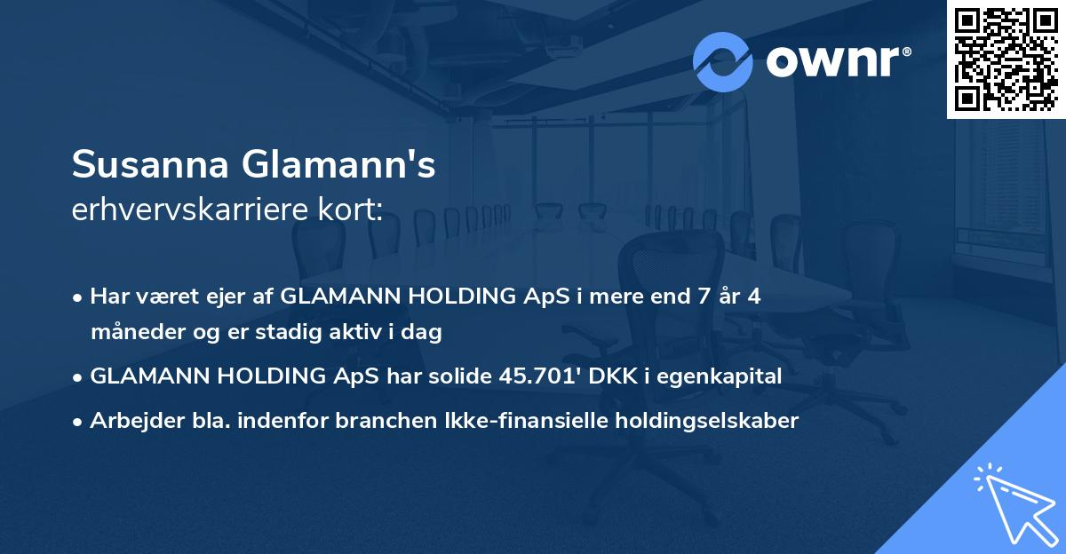 Susanna Glamann's erhvervskarriere kort