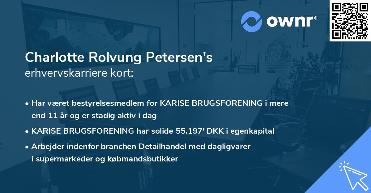 Charlotte Rolvung Petersen's erhvervskarriere kort