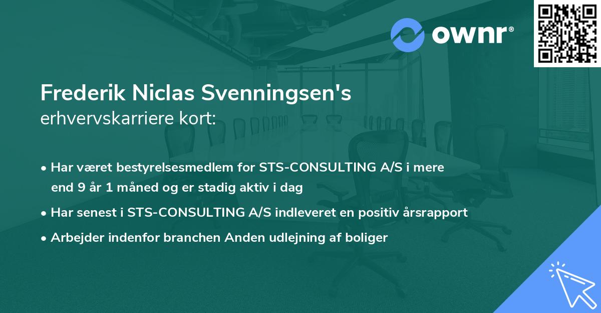 Frederik Niclas Svenningsen's erhvervskarriere kort