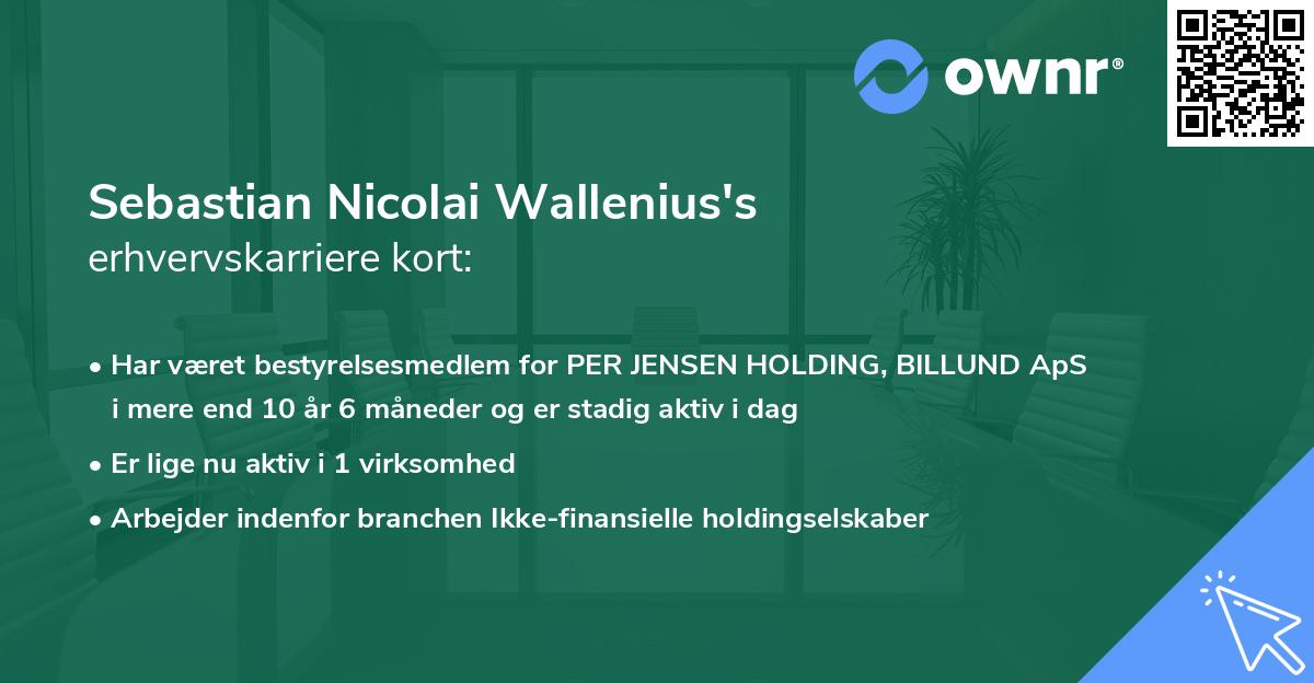 Sebastian Nicolai Wallenius's erhvervskarriere kort