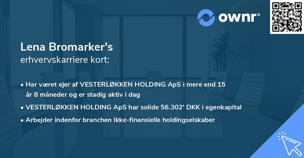 Lena Bromarker's erhvervskarriere kort