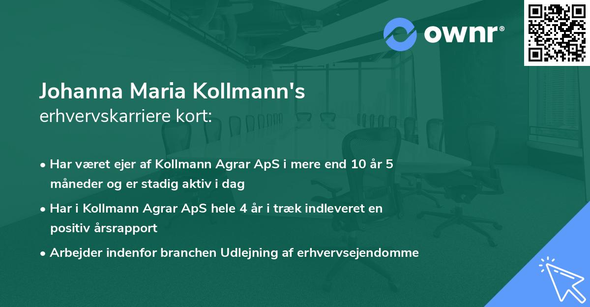 Johanna Maria Kollmann's erhvervskarriere kort