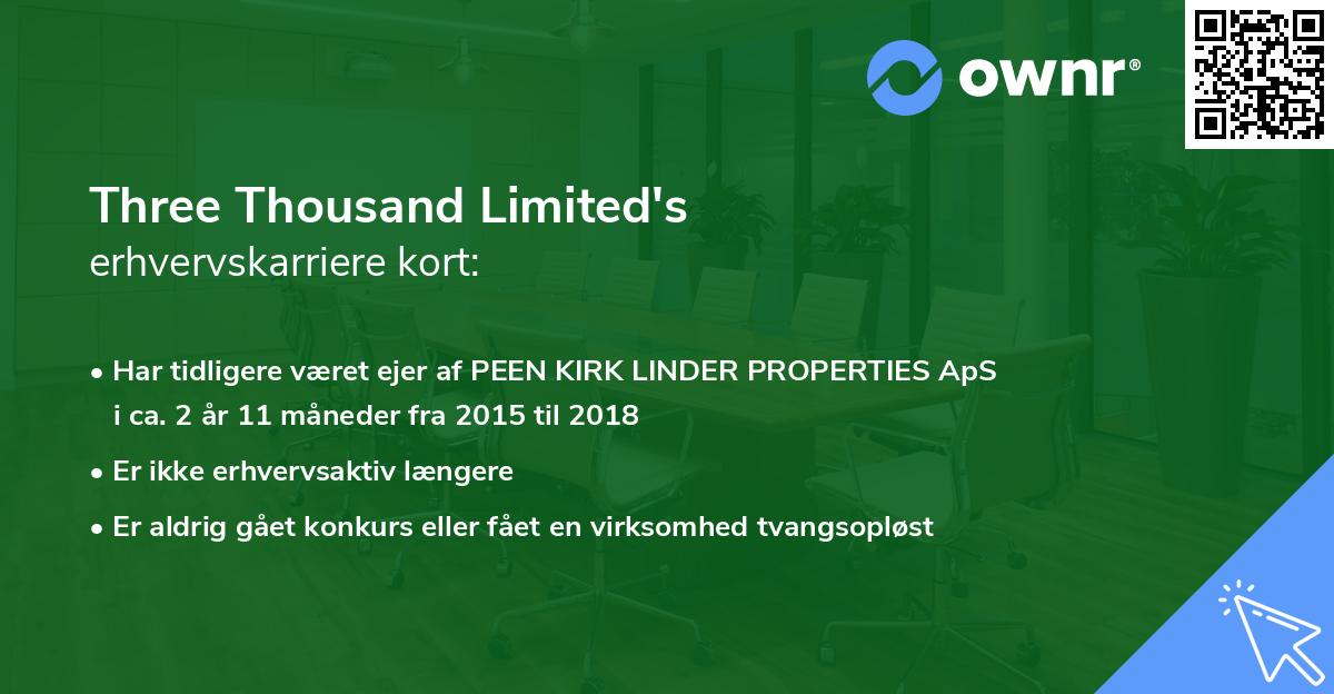 Three Thousand Limited's erhvervskarriere kort