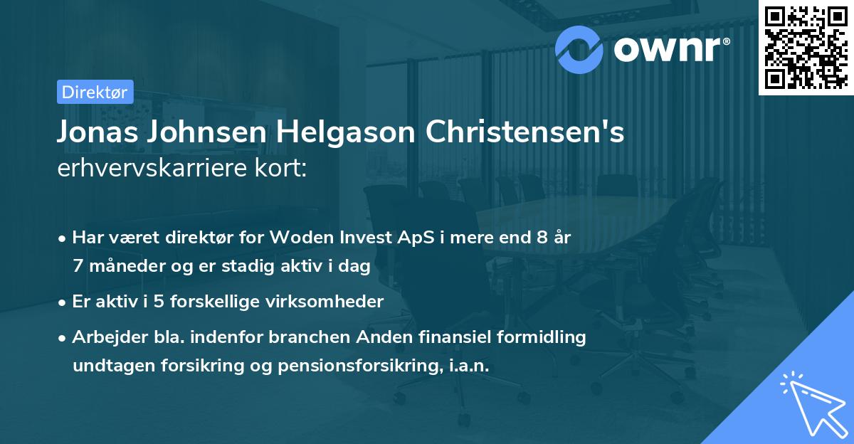 Jonas Johnsen Helgason Christensen's erhvervskarriere kort