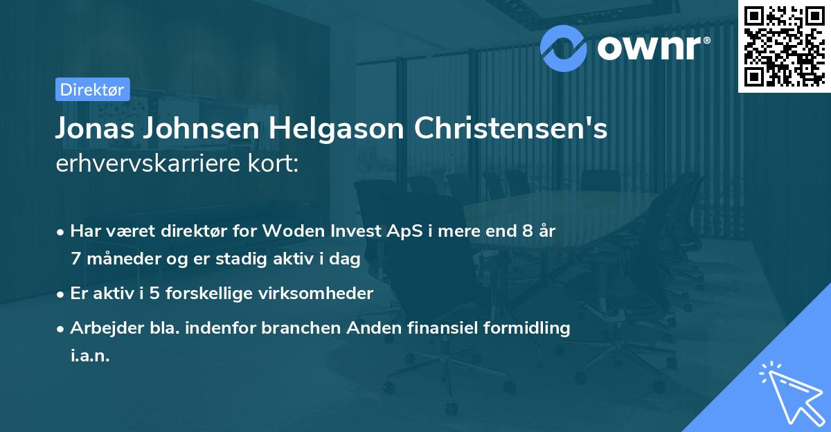 Jonas Johnsen Helgason Christensen's erhvervskarriere kort