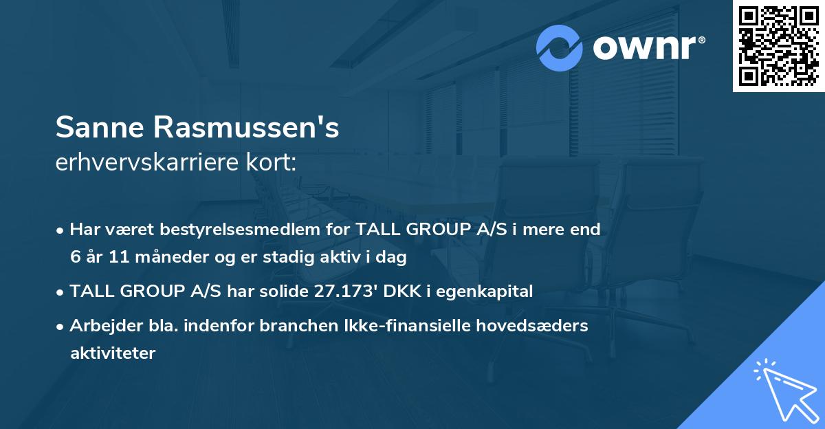Sanne Rasmussen's erhvervskarriere kort