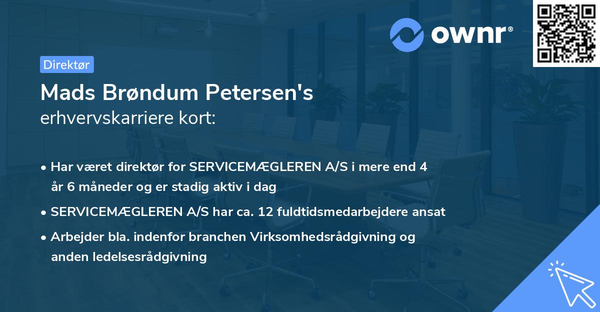 Mads Brøndum Petersen's erhvervskarriere kort