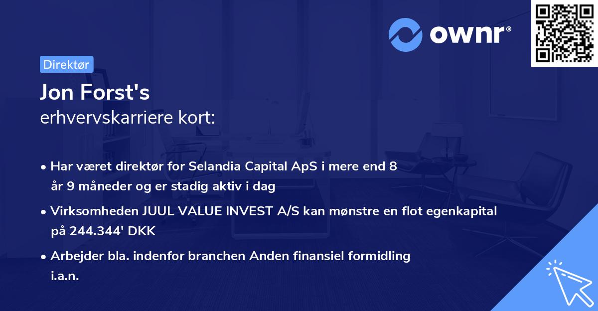 Jon Forst's erhvervskarriere kort