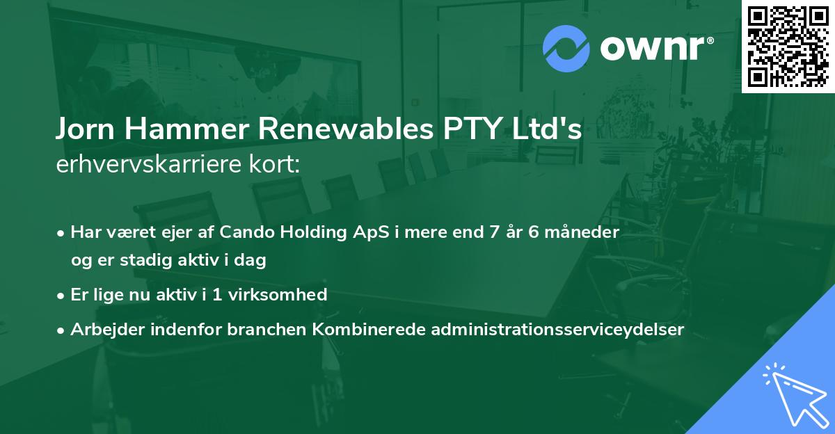 Jorn Hammer Renewables PTY Ltd's erhvervskarriere kort