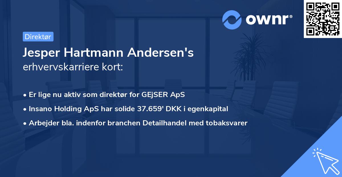 Jesper Hartmann Andersen's erhvervskarriere kort