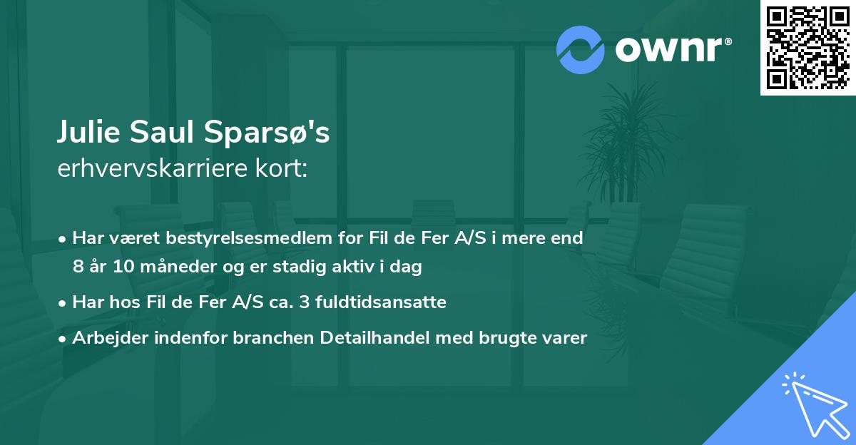 Julie Saul Sparsø's erhvervskarriere kort