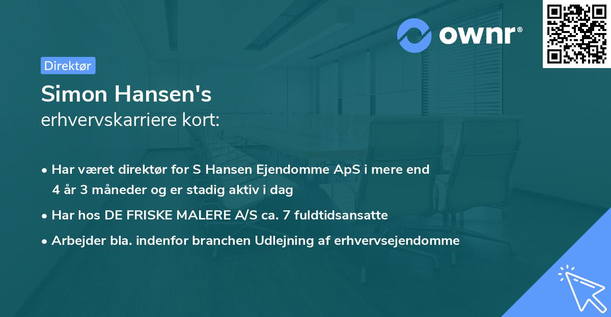 Simon Hansen's erhvervskarriere kort