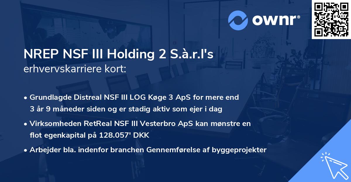 NREP NSF III Holding 2 S.à.r.l's erhvervskarriere kort