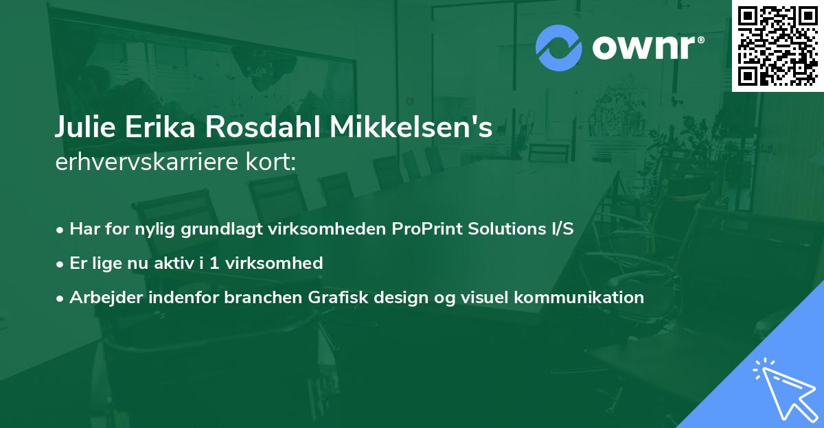Julie Erika Rosdahl Mikkelsen's erhvervskarriere kort