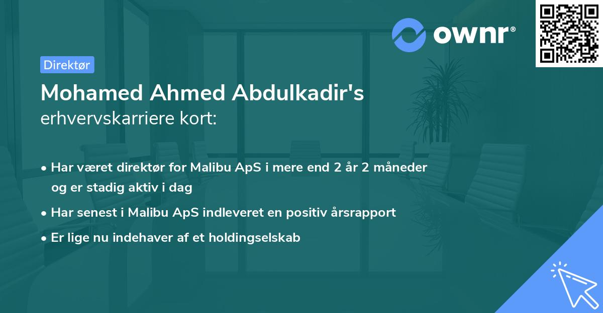 Mohamed Ahmed Abdulkadir's erhvervskarriere kort