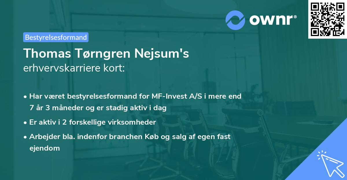 Thomas Tørngren Nejsum's erhvervskarriere kort