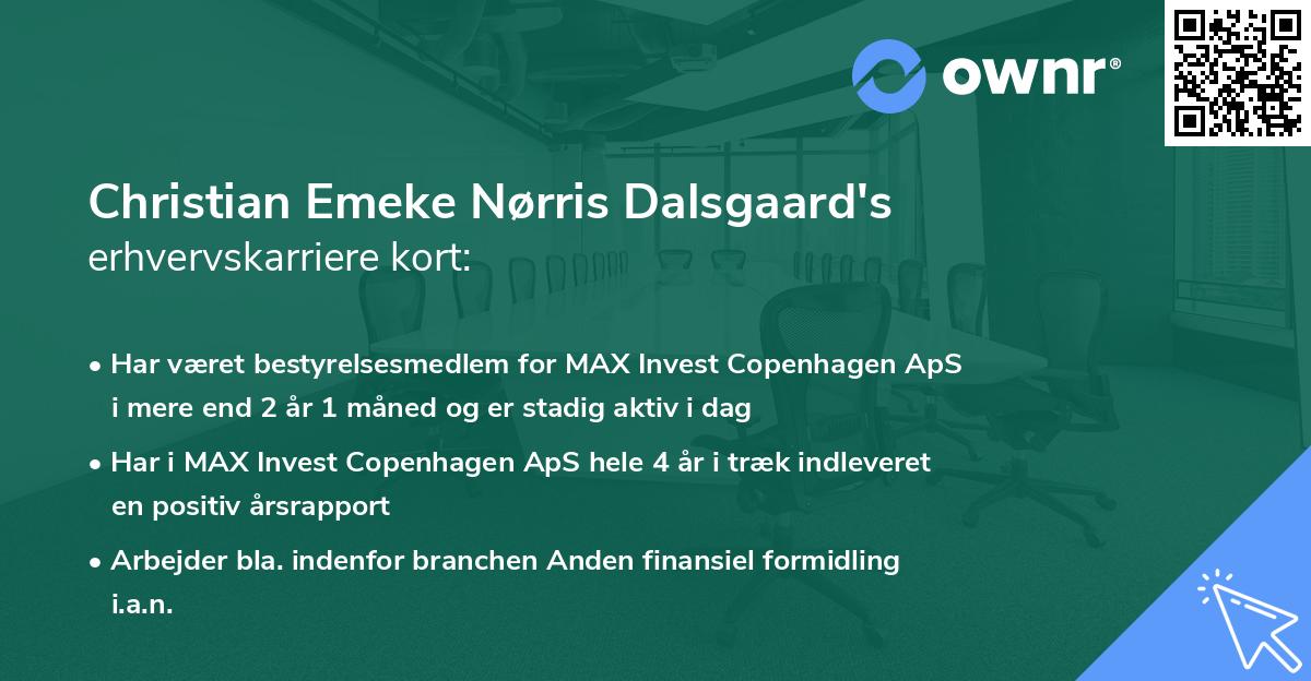 Christian Emeke Nørris Dalsgaard's erhvervskarriere kort