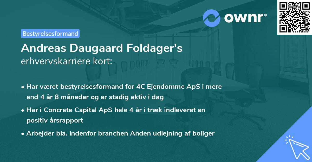 Andreas Daugaard Foldager's erhvervskarriere kort