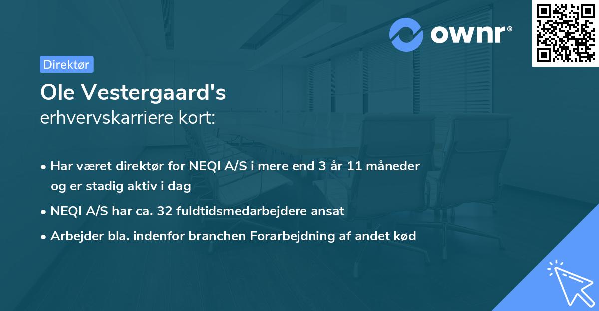 Ole Vestergaard's erhvervskarriere kort