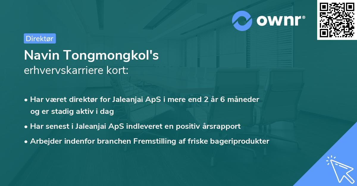 Navin Tongmongkol's erhvervskarriere kort