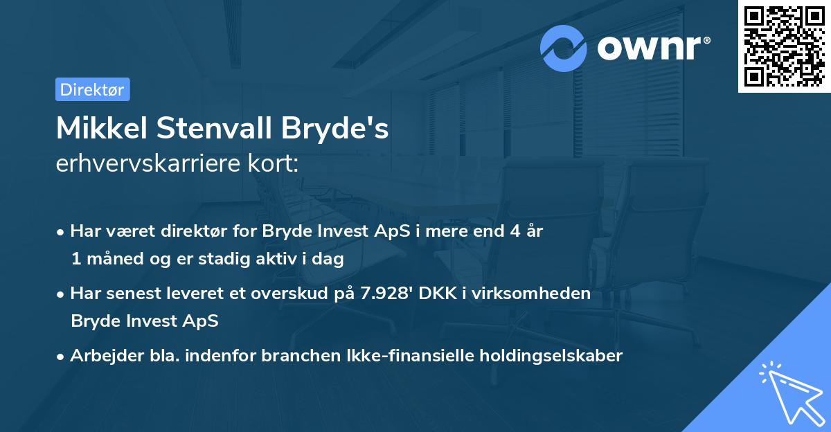 Mikkel Stenvall Bryde's erhvervskarriere kort