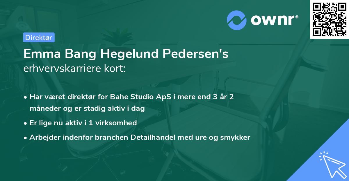 Emma Bang Hegelund Pedersen's erhvervskarriere kort