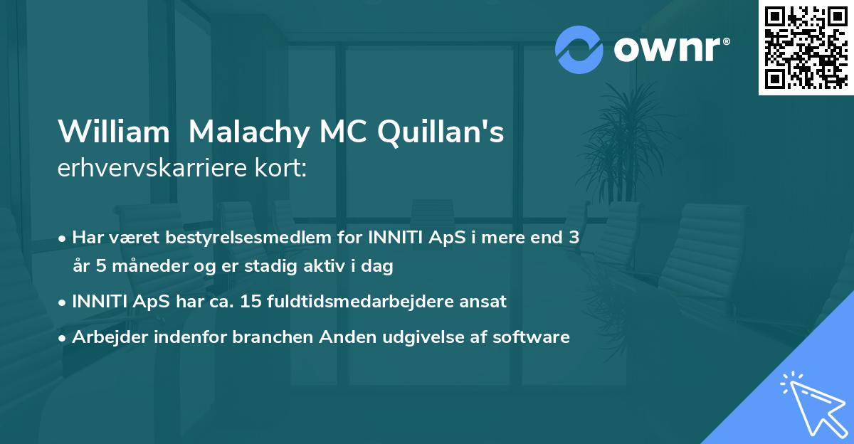 William  Malachy MC Quillan's erhvervskarriere kort