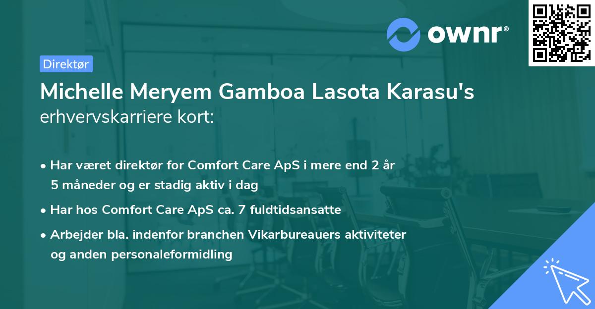 Michelle Meryem Gamboa Lasota Karasu's erhvervskarriere kort