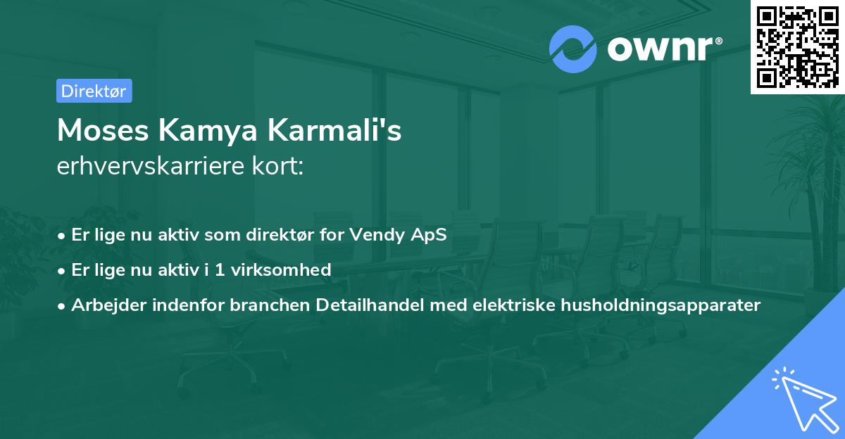 Moses Kamya Karmali's erhvervskarriere kort