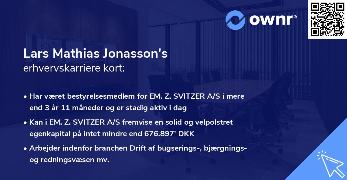Lars Mathias Jonasson's erhvervskarriere kort