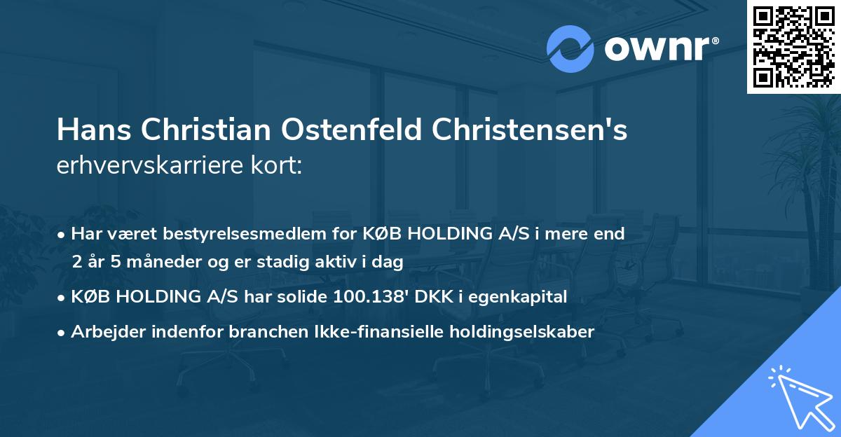 Hans Christian Ostenfeld Christensen's erhvervskarriere kort